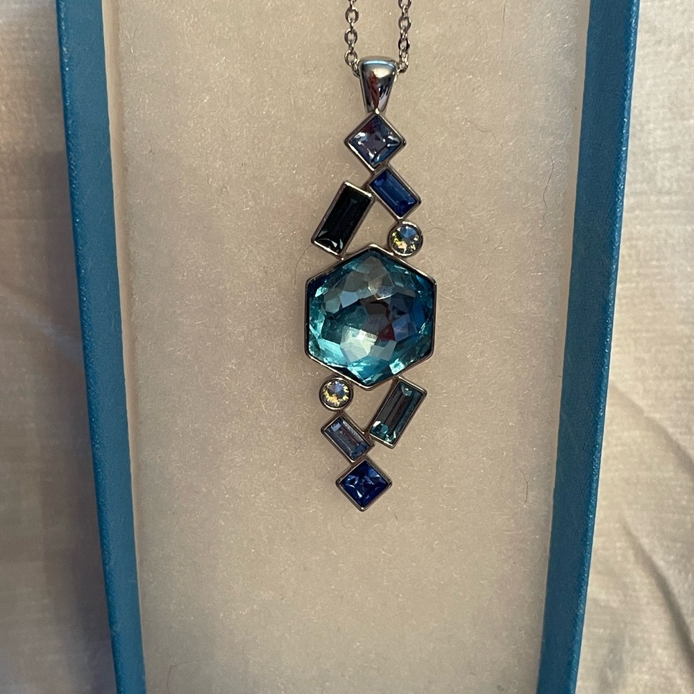 Touchstone Crystal Aqua and Silver Necklace